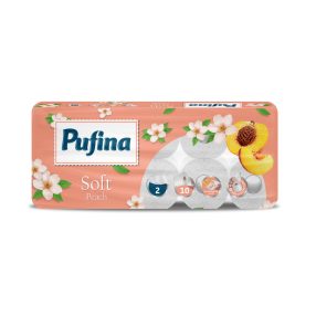 Pufina Soft Peach Toalettpapír – 2 réteg, 10 tekercs