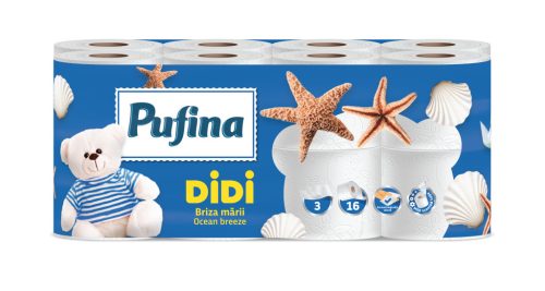 Pufina DIDI Ocean Breeze Toalettpapír – 3 réteg, 16 tekercs