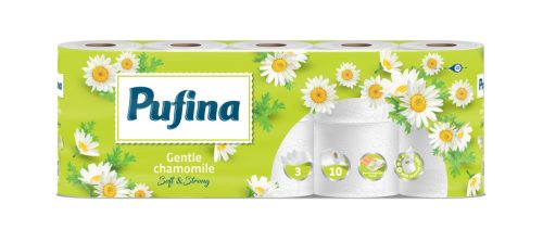Pufina Chamomile Toalettpapír – 3 réteg, 10 tekercs