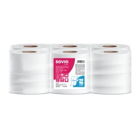   SOVIO toalettpapír 124,8 méter 18cm átmérő 2 rétegű 12tekercs/csomag 100% cellulóz