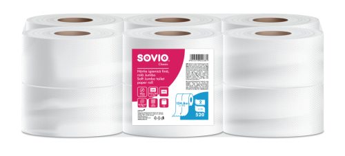 SOVIO toalettpapír 124,8 méter 18cm átmérő 2 rétegű 12tekercs/csomag 100% cellulóz