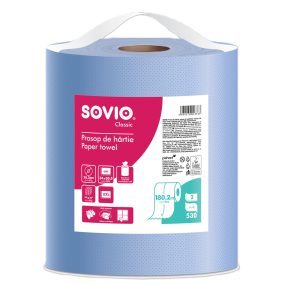   SOVIO ipari törlő 530 lap 2 rétegű 25cm átmérő, 30,5cm magas, 180mtr, kék, 100% cellulóz